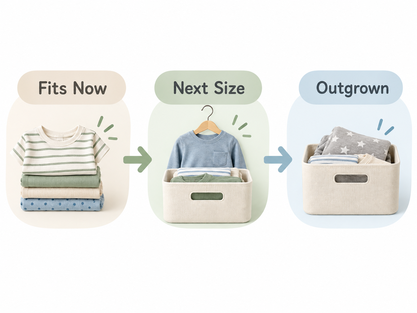 organize-kids-clothes-by-size-3.jpg Simple system to organize kids clothes by size from current to outgrown